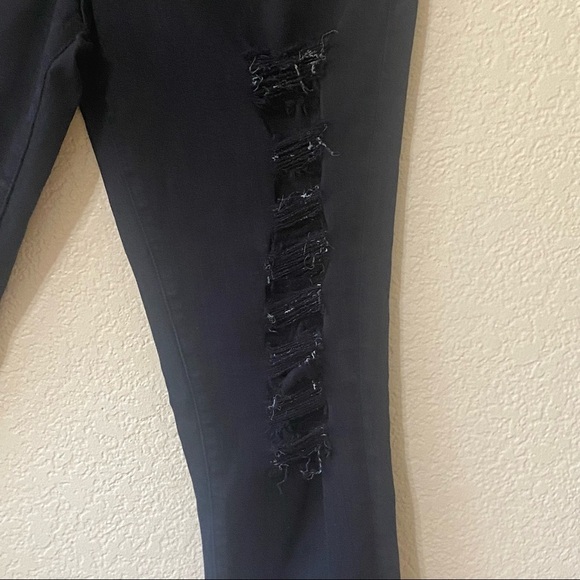 Frame‎ Denim Le Skinny de Jeanne Black Ripped Skinny Jeans - Picture 4 of 16